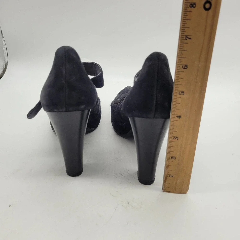 Franco Sarto womens sz 8.5 daniela black suede leather mary jane heels buckle - Picture 7 of 9
